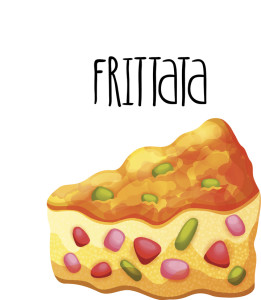 Frittata. Omelette with tomato, zucchini.