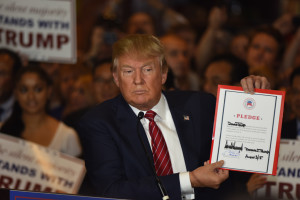 Candidate Trump with signed agreement