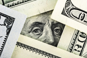 Close-up of Benjamin Franklin Portrait on One Hundred Dollar Bil